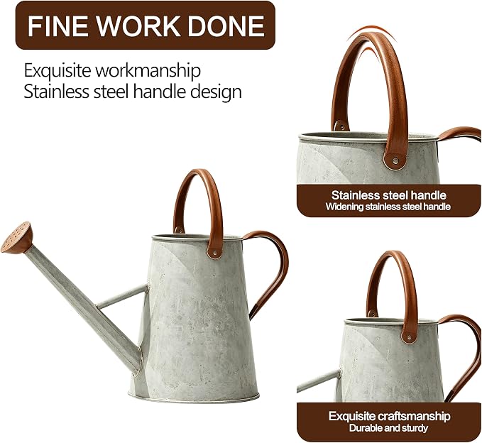 Metal Watering Can with Stainless Steel Handle for Outdoor and Indoor Plants, Watering Can Decor, 1.5 Gallon (Zinc 1)