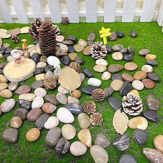 FANTIAN 2 lbs Pebbles for Plants, 1-2 inch Polished River Rocks for Plants Indoor Aquarium Terrarium, Stones for Planters Vase Landscaping and Outdoor Yard Decorative Stones