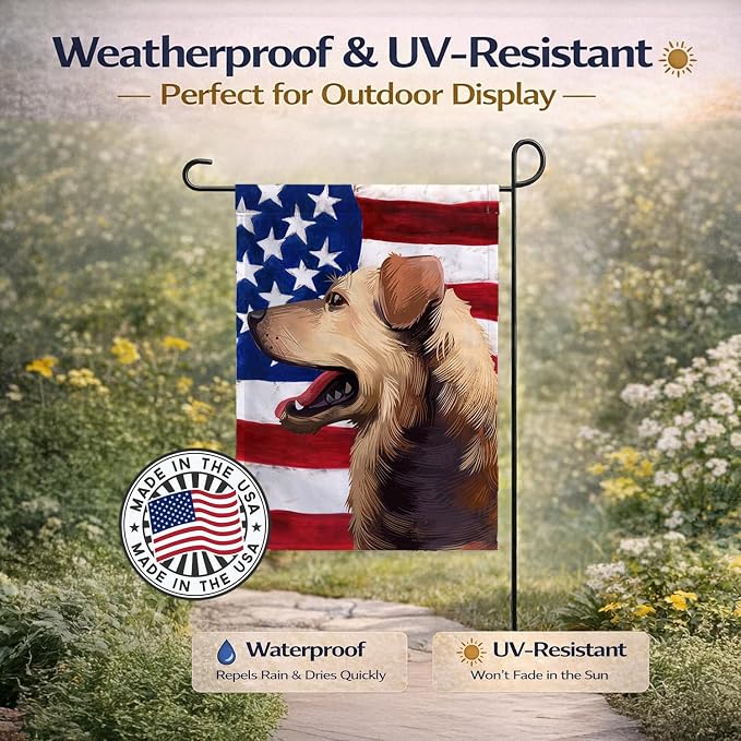 Caroline's Treasures CK6415GF Austrian Pinscher American Flag Garden Flag Mailbox Flag Decorative Yard Flag Banner Outside Patio Artwork Yard Flower Beds, Garden Size, Multicolor