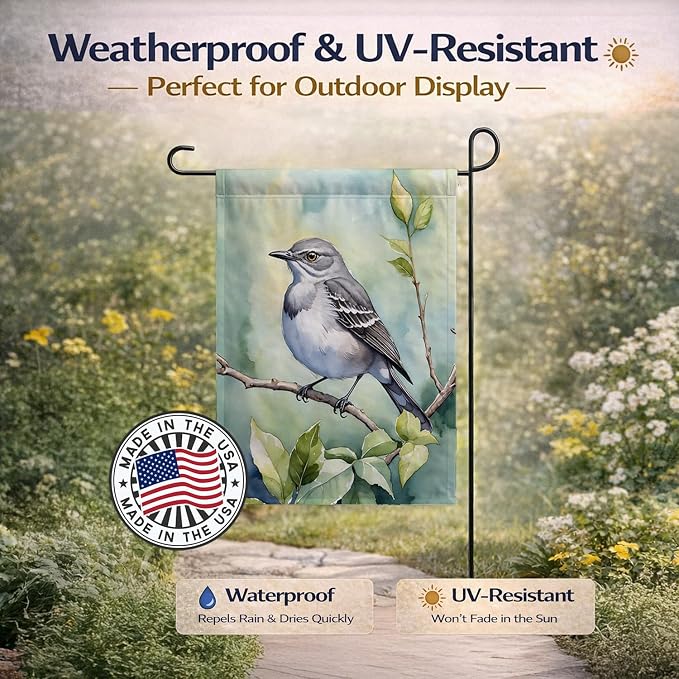 Caroline's Treasures Mississippi Northern Mocking bird Garden Flag Mailbox Flag Decorative Yard Flag Banner Outside Patio Artwork Yard Flower Beds, Garden Size, Multicolor