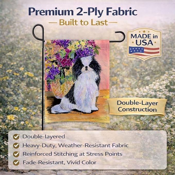 Caroline's Treasures SS8299GF Japanese Chin Garden Flag Mailbox Flag Decorative Yard Flag Banner Outside Patio Artwork Yard Flower Beds, Garden Size, Multicolor
