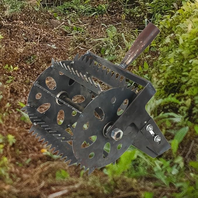 Generic Weeds Roller Manual Weeder Tool Hand Weeding Tool Rolling Lawn Aerator Weeds Remover for Agriculture Farm Yard Lawn Work