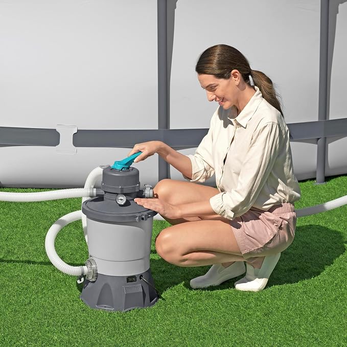 Bestway 950 Gallon Sand Filter Pool Pump for 300 to 4,800 Gallon Above Ground Outdoor Swimming Pools with Pre-Filter Strainer for Clean Water