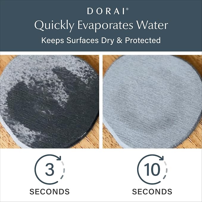 Dorai Home Stone Coasters Set - Diatomaceous Earth Water-Absorbing Drink Coaster for Coffee Table, Kitchen or Bar, Modern Stone Appearance | Ash - Set of 4