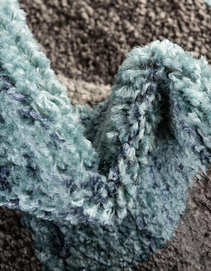 Unique Loom Autumn Collection Area Rug - Providence (5' 3" Square, Blue Gray/ Light Brown)