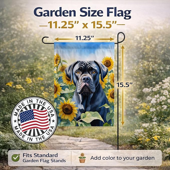 Caroline's Treasures DAC6045GF Cane Corso in Sunflowers Garden Flag Mailbox Flag Decorative Yard Flag Banner Outside Patio Artwork Yard Flower Beds, Garden Size, Multicolor