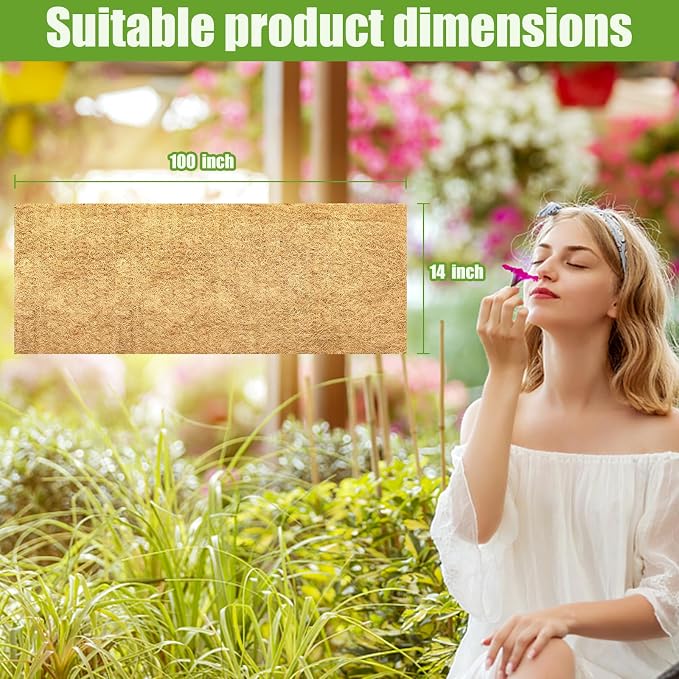14x100 Inch Coconut Liner Roll for Planters Flower Basket Natural Coco Fiber Liners for Indoor & Outdoor Plants DIY Coir Fibre Mat Sheet for Animal Pet Pad Reptile Carpet Garden Decor