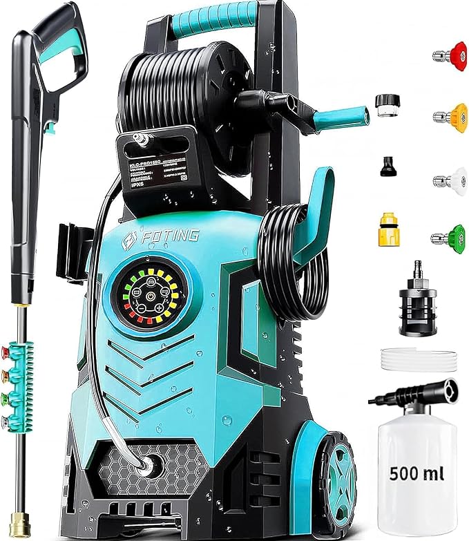 2026New Pressure Power Washer 5000PSI with Adjustable Touch Screen 8 Level, 34" Tall, 4 Quick Connect Nozzles,Inlet Hose&Filter&500mlFoam Cannon for Cars/Fences/Driveways/Home Cleaning (Blue)