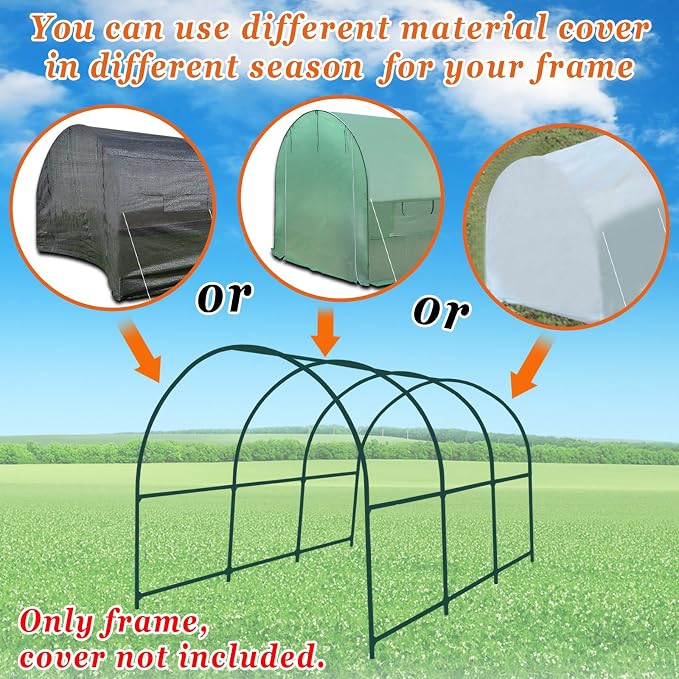 Greenhouse Replacement Frame for 12'X7'X7' Larger Hot Garden House , Support Arch Frame Climbing Plants/Flowers/Vegetables (12'X7'X7')