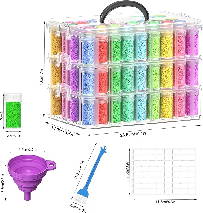 3-Tier Diamond Painting Storage Box,156 Slot Diamond Art Storage，Suitable for Pills, Seed, DIY Diamond Art Storage Containers