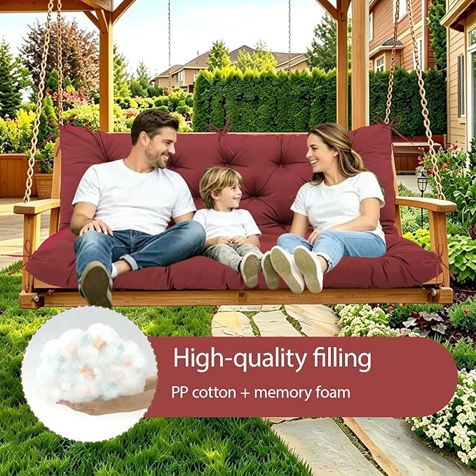 3 Seater Porch Swing Replacement Cushion Outdoor Waterproof Swing Cushions Thicken 5" Patio Swing Cushion with Backrest 70 ×40" Bench Cushion for Outdoor Backyard and Garden Furniture