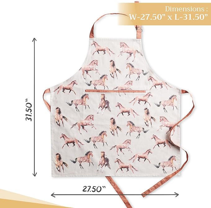 Maison d' Hermine Aprons for women with Pocket 100% Cotton (27.50"x31.50") | Adjustable Neck Strap & long ties Apron Men Chef Wedding Cooking Gardening Server Maid
