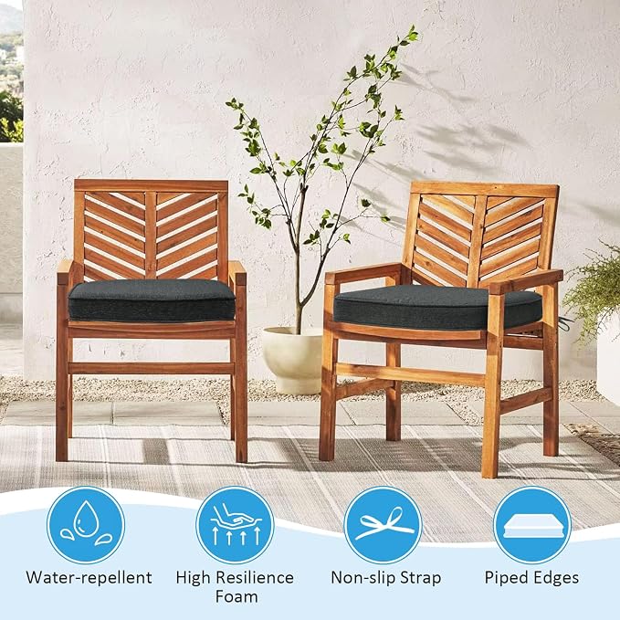 17 x 16 Inch Sunbrella Outdoor Chair Cushions with Tie Straps, Set of 4 Thick Water Repellent Round Patio Chair Pads for Garden Lawn Patio Furniture, Canvas Soot