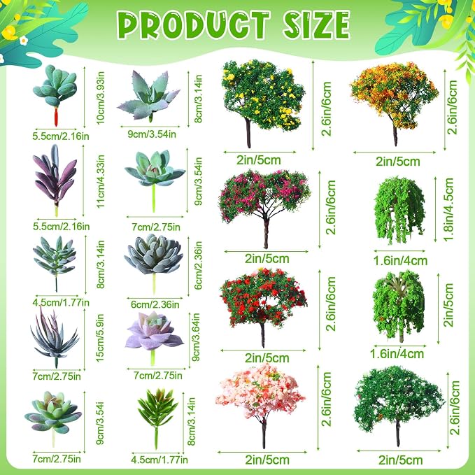 WinnerWhy 116 Pcs Fairy House Accessories Kit Miniature Garden Accessories Terrarium Decoration Mini Diorama Figurines Miniature Landscape Trees Simulated Succulents for DIY Garden Doll House Craft
