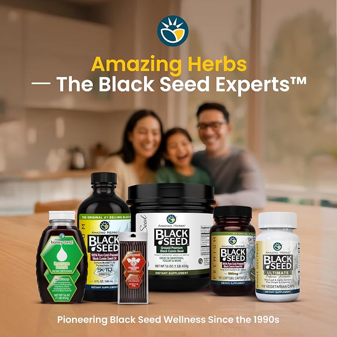 Amazing Herbs Premium Black Seed Oil - Cold Pressed Nigella Sativa Aids in Digestive Health, Immune Support, Brain Function, Joint Mobility, Gluten Free, Non GMO - 4 Fl Oz