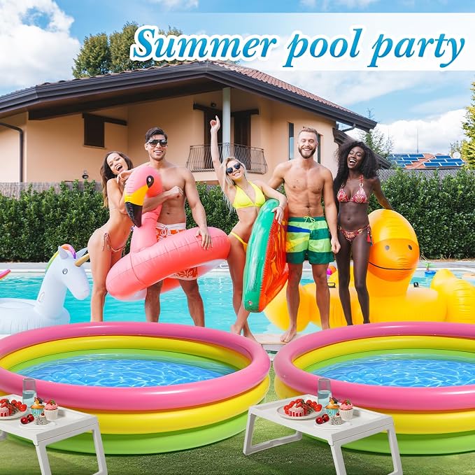 13 Pcs Outdoor Movie Night Inflatable Swimming Pool 51in x 13in Colorful Blow up Pools with Foldable Portable Serving Tray Table and Pump for Summer Backyard Camping Birthday Activities