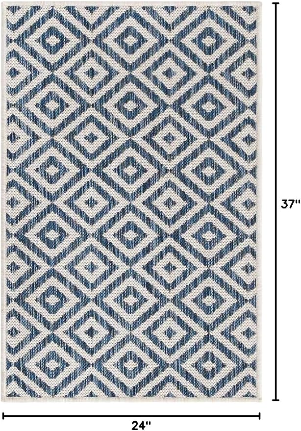 Unique Loom Outdoor Collection Area Rug - Costa Rica (2' x 3' 1" Rectangle, Blue/ Ivory)
