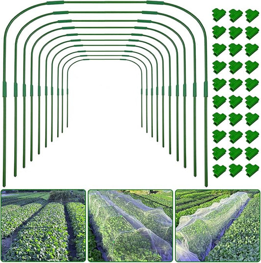 10 Sets 41.3"x32" Greenhouse Hoops Grow Tunnel for Raised Beds,Durable Rust-Free Removable Row Cover Hoops for Garden Netting DIY Kits with 30 Clips,Garden Hoops for Outdoor Vegetables Climbing Plant