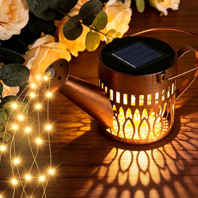 2 Pack Solar Watering Can Lights, Fairy Solar Garden Lights Outdoor Decoration, Waterproof Hanging Lantern Landscape Light for Yard Patio Lawn, Gardening Gifts for Mom Grandma (Warm White)