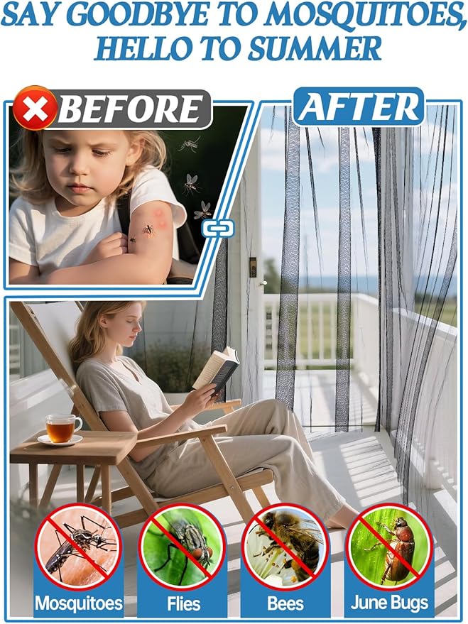 ANPHSIN 2 Pcs 13x10ft Nearly Invisible Mosquito Net for Patio - Mesh Netting Screen for Outdoor Garden Porch Balcony, Protects Skin & Plants from Bugs, Birds, Black