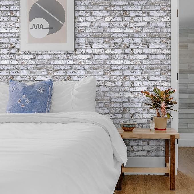 COMSTICKC 3D Faux Brick Wall Panel Peel and Stick, 3D Brick Wall Stickers, 12 pcs 22.8" x 11.8", Ultra-Light PVC Decorative Tiles Wall Covering, Designed for Easy DIY Interior Decor, 22.48 sq.ft