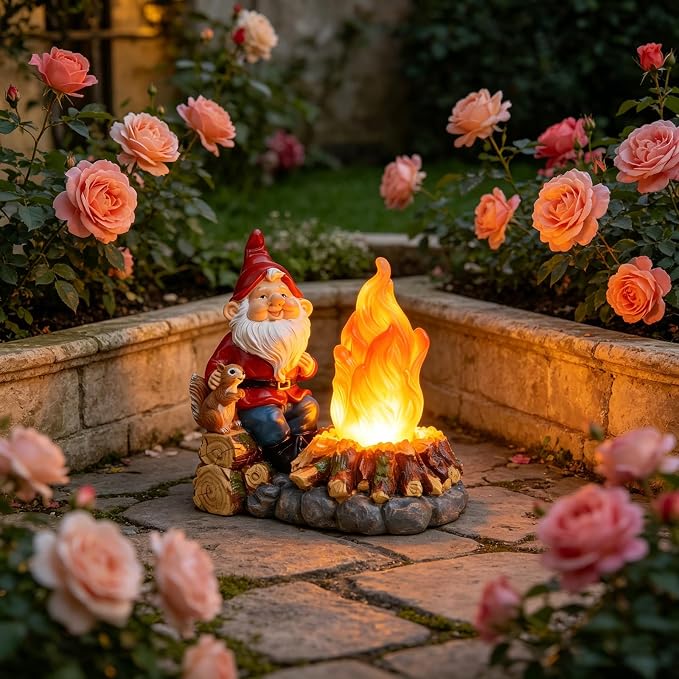 Solar Light-Up Garden Gnome Statue - Waterproof Outdoor Decor for Garden, Yard, Porch Patio Lawn Balcony,Decorations for Families and Holiday Enthusiasts for Women,Grandma, Housewarming
