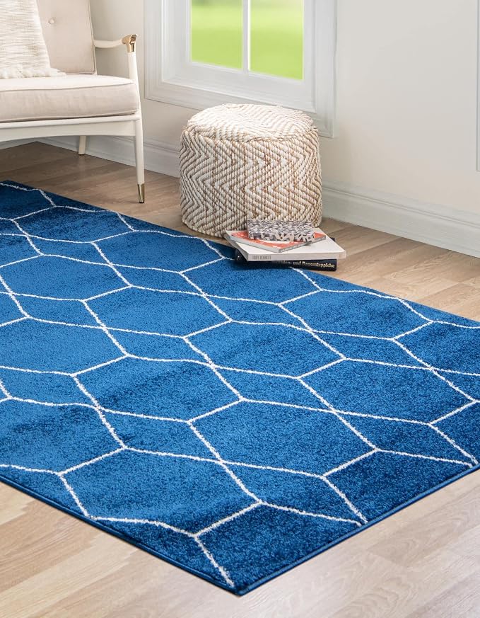 Unique Loom Trellis Frieze Collection Area Rug - Geometric (10' x 13', Navy Blue/ Ivory)