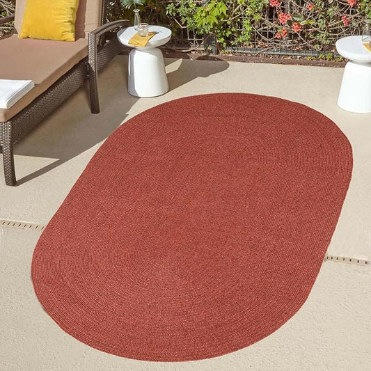Superior Indoor/Outdoor Area Rug, Reversible Braided Floor Decor for Living Room, Kitchen, Patio, Front Porch, Modern Boho Farmhouse Rugs, Hardwood, Bedroom Accessories, 6' x 9', Brick