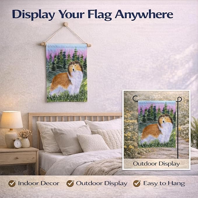Caroline's Treasures SS8321GF Sheltie Garden Flag Mailbox Flag Decorative Yard Flag Banner Outside Patio Artwork Yard Flower Beds, Garden Size, Multicolor