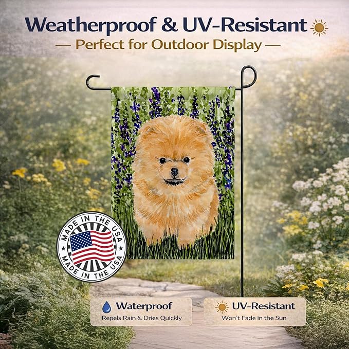 Caroline's Treasures SS8746GF Pomeranian Garden Flag Mailbox Flag Decorative Yard Flag Banner Outside Patio Artwork Yard Flower Beds, Garden Size, Multicolor