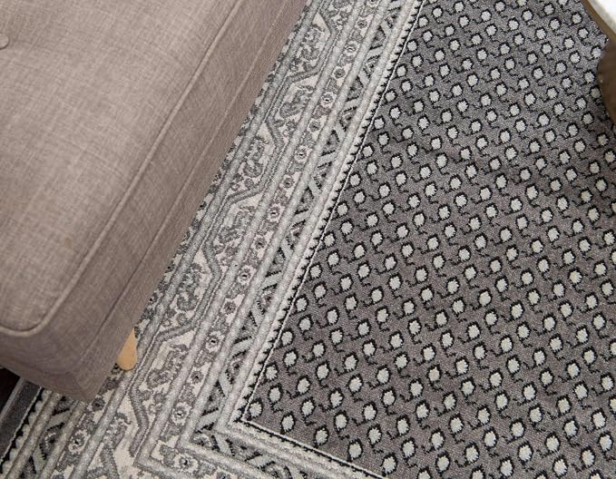 Unique Loom Williamsburg Collection Traditional Border with Dotted Center Area Rug, Rectangular 6' 1" x 9' 0", Gray/Beige