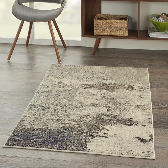 Nourison Home Celestial Ivory Grey 3' x 5' Area Rug - Easy Clean, Non Shedding, Bed Room, Living Room, Dining Room, Kitchen (3' x 5')