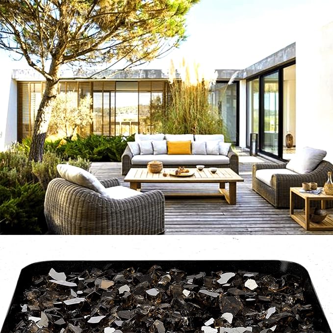 Onlyfire 10 lbs Fire Glass Rocks 1/2 Inch, Reflective Tempered Glass for Propane Fire Pit & Gas Fireplace, High Luster Firepit Glass Stones for Fire Table, Bronze (Multicolor Options Available)