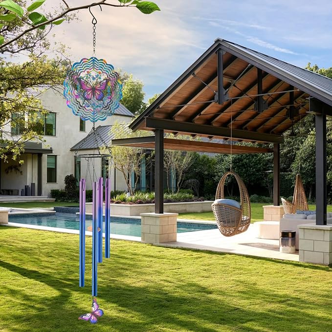 Butterfly Wind Chimes for Outside, Butterflies for Mom, Birthday Gifts for Women, Sympathy Memorial Festival Gifts, Garden Decor for Outside, Patio, Yard, Home, Porch
