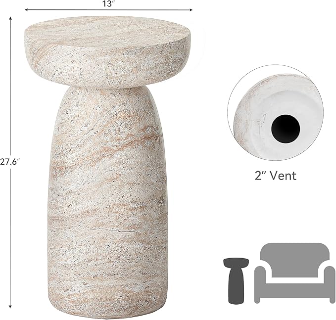 28" Large Side Table Outdoor, Modern Geometric Pedestal End Table, Multi-Functional & Decorative Coffee Table, Accent Table, Planter Stand for Garden Patio Porch Balcony or Living Room Decor
