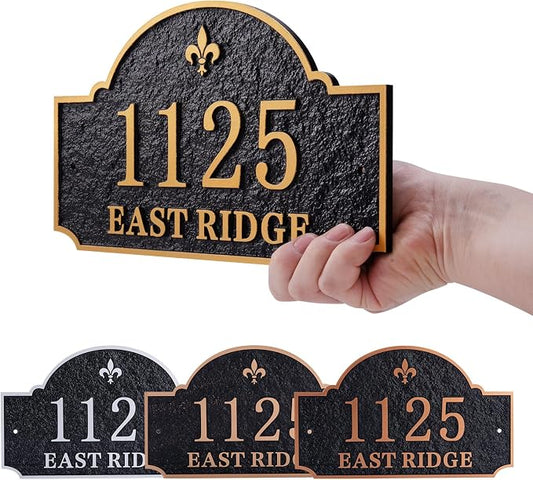 Personalized Address Plaque,Custom Address Sign for House,Home,Street, Yard, Garden,Apartment,Hotel,Office,Driveway Outside House Number Sign,STYLE 2