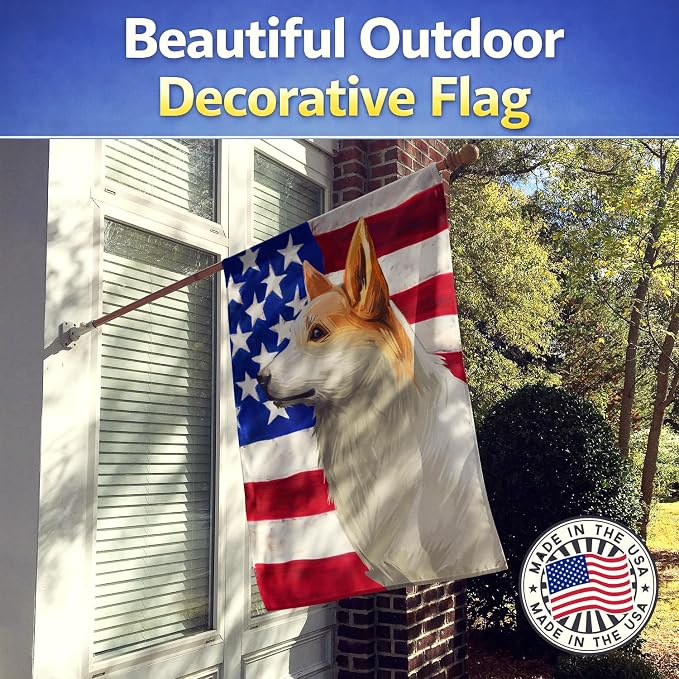 Caroline's Treasures CK6628CHF Norrbottenspets Dog American Flag House Flag Large Porch Sleeve Pole Decorative Outside Yard Banner Artwork Wall Hanging, Polyester, House Size, Multicolor