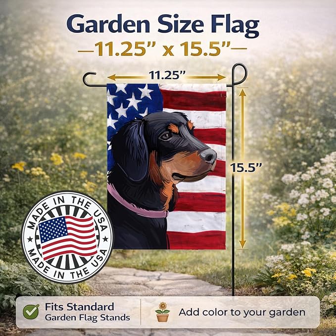 Caroline's Treasures CK6713GF Slovensky Kopov American Flag Garden Flag Mailbox Flag Decorative Yard Flag Banner Outside Patio Artwork Yard Flower Beds, Garden Size, Multicolor