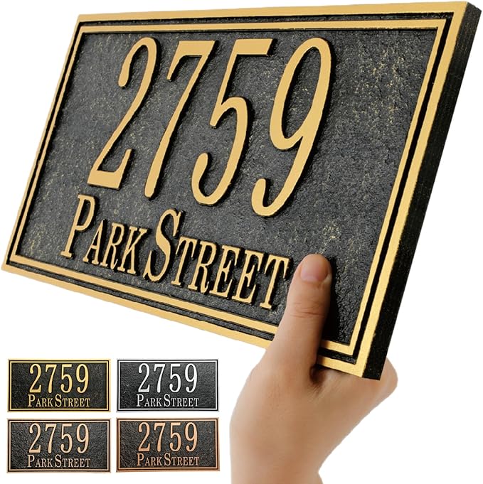Address Sign Lawn Mounted - Custom House Number Sign with 2 Solid Metal Stakes,Address Numbers for Outside House,Yard,Garden,Grass,Ground,Drive Way,Lawn,13'' x 7''