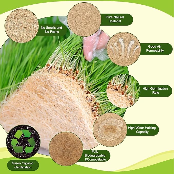 1Roll 12" X 197" Hydroponic Grow Pads, Jute Seed Sprouting Mat, Microgreens Growing Kit, Indoor Organic Production for Wheatgrass Sprouts Starter Tray (12" X 197")