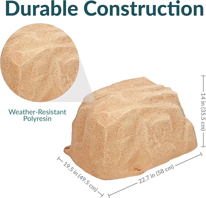 Sunnydaze 14” H Medium Faux Landscape Rock Cover - Lightweight Polyresin Fake Rock Well Pump Cover for Outside – Realistic Natural Texture – Sand – Set of 2