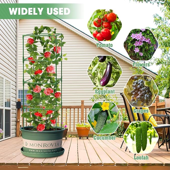 MQUPIN Tomato Cages,3 Packs Square Tomato Cage for Garden Plant Support,41 * 15 * 15in Heavy Duty Steel Plant Tower Stakes Trellis for Climbing Vegetables Flowers Fruits