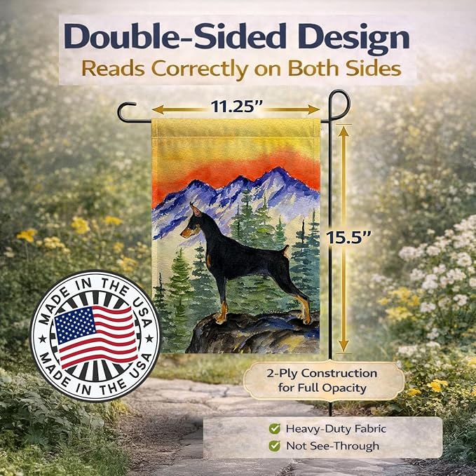 Caroline's Treasures SS8284GF Doberman Garden Flag Mailbox Flag Decorative Yard Flag Banner Outside Patio Artwork Yard Flower Beds, Garden Size, Multicolor