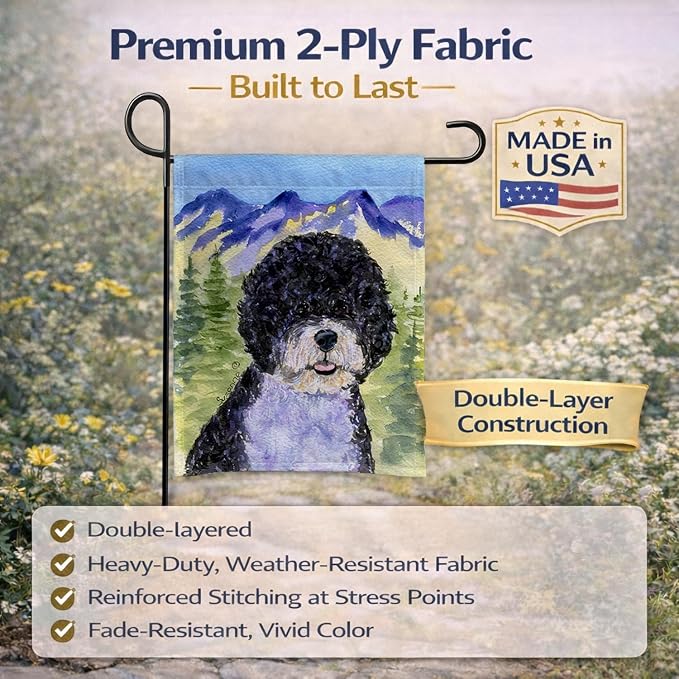 Caroline's Treasures SS8303GF Portuguese Water Dog Garden Flag Mailbox Flag Decorative Yard Flag Banner Outside Patio Artwork Yard Flower Beds, Garden Size, Multicolor