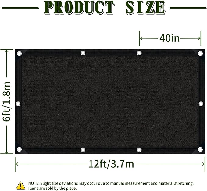 40% Shade Cloth for Garden,6×12FT Durable HDPE Mesh with Grommets, Sun Protected Garden Shade Netting for Vegetables Flowers Greenhouse Patio, Yard