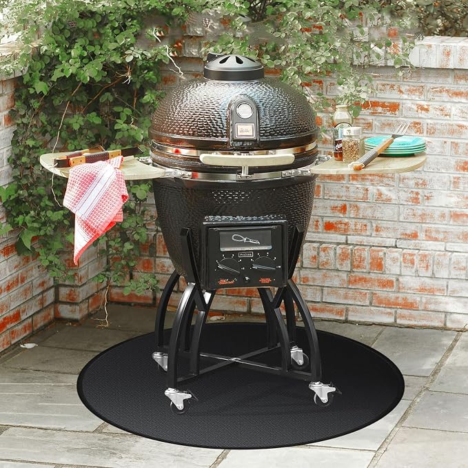 48" Round Fire Pit Mat for Solo Stove Bonfire/Under Grill Mat for Outdoor Grill Fireproof Waterproof Oil-Proof, 4 Layers Fireproof Fire Pit BBQ Pad Mat for Solo Stove Deck Patio Protect