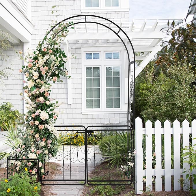 Garden Arch Trellis for Climbing Plants Outdoor, Metal Arch Frame Garden Arbors and Arches, Outdoor Archway Metal Arch Backdrop Stand for Flower Vines Wedding Bridal Birthday Party Decoration