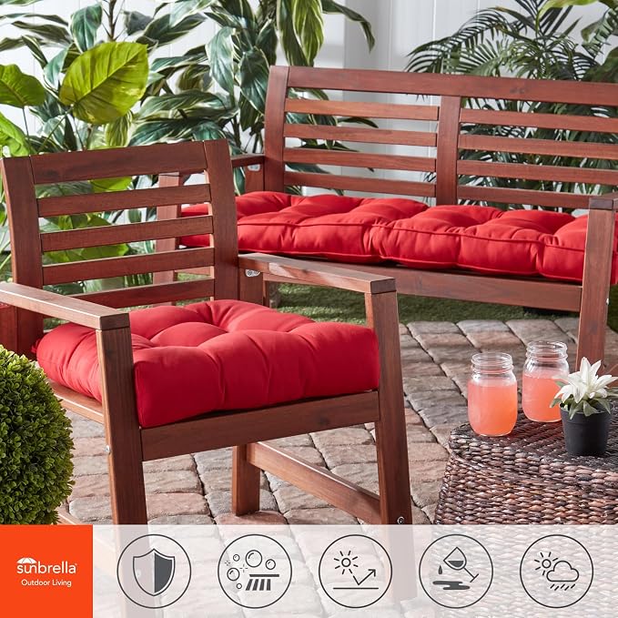 Outdoor 51 x 18-inch Sunbrella Bench Cushion, Canvas Jockey Red