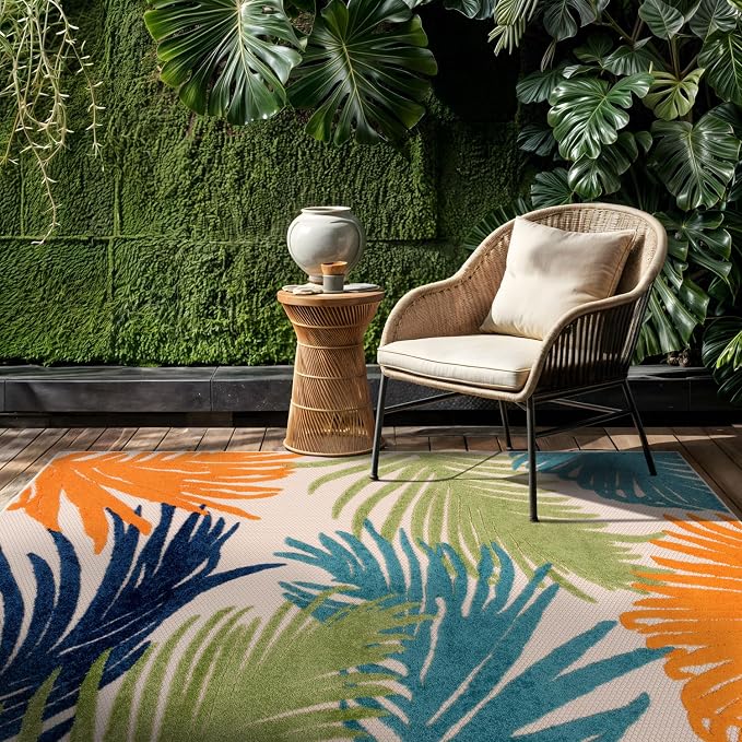 Rugshop Lucca Contemporary Floral Indoor/Outdoor Area Rug 3'3"x5' Multi