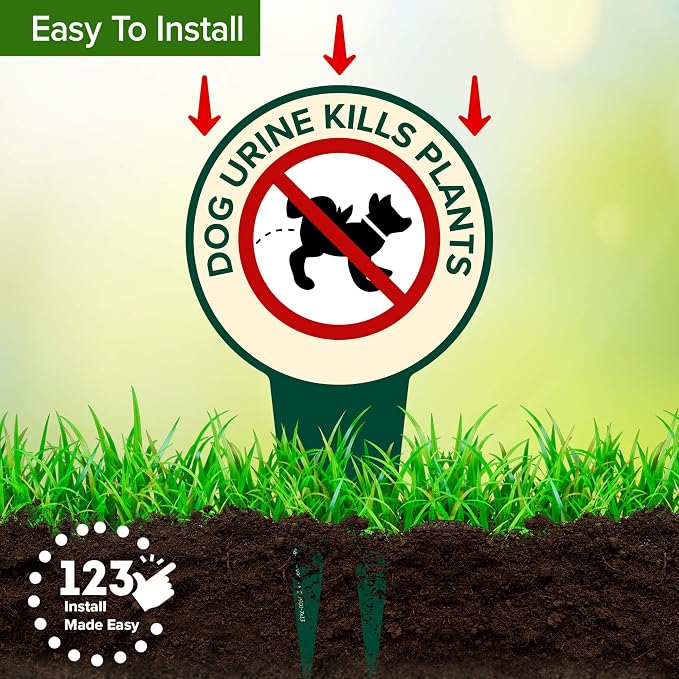 Dog Urine Kills Plants, Please Curb Your Dog Sign, 7"x13", Heavy Duty Integrated Ground Stakes, Indoor/Outdoor Use, Rust Free Aluminum Composite, Made in USA by My Sign center